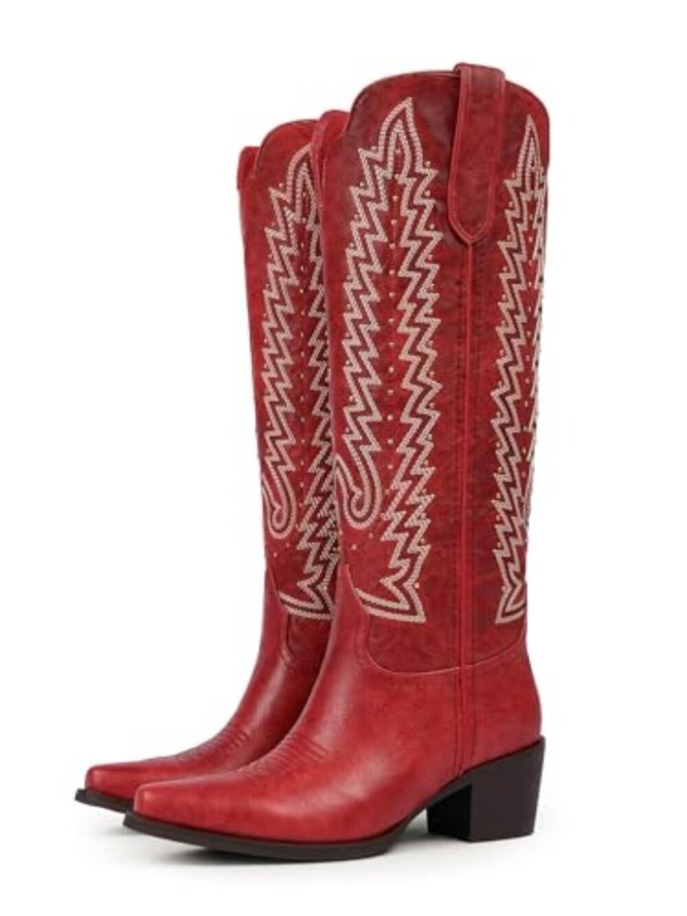 Women's Knee High Cowboy Boots, Studded Embroidered Cowgirl Boots